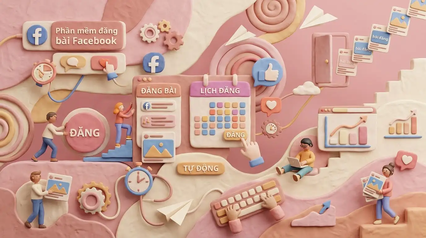 Phần mềm đăng bài Facebook hỗ trợ cấu hình nội dung và điều hướng chuyển đổi